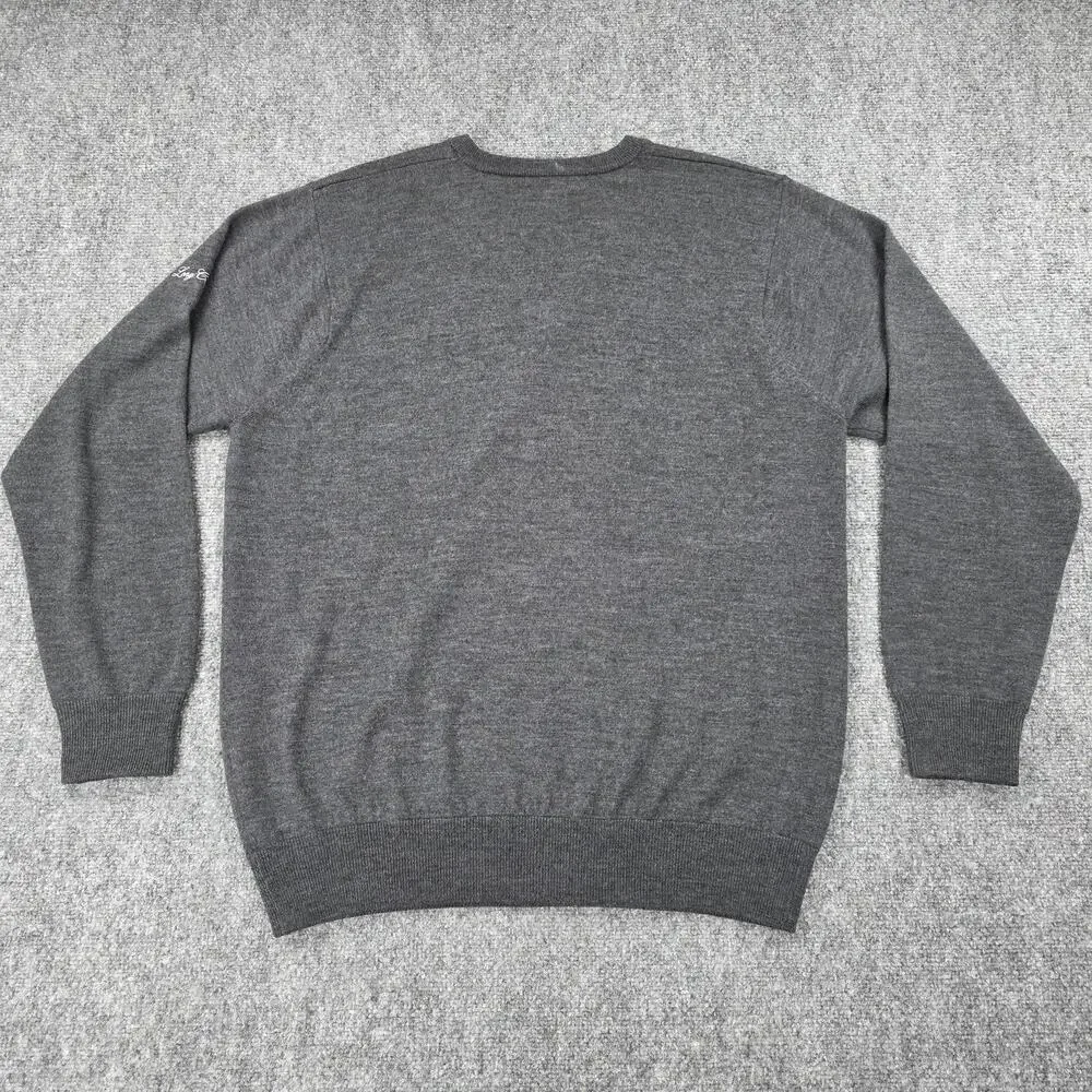 Turtleson Sweater Mens XL Gray V Neck Merino Wool Long Cove Club Golf Pullover